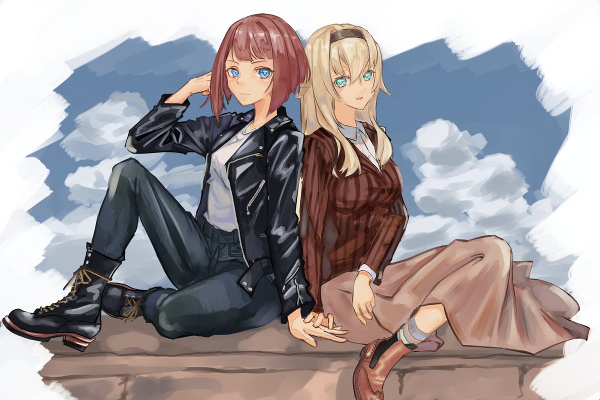 アーク・ロイヤル ,ウォースパイト(艦隊これくしょん) 「オリジナル私服アークウォスピー 」|Pandaのイラスト