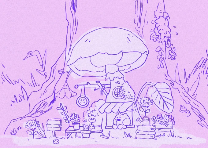 v happy with how this mushroom garden shop is turning out 🐸 #wip 