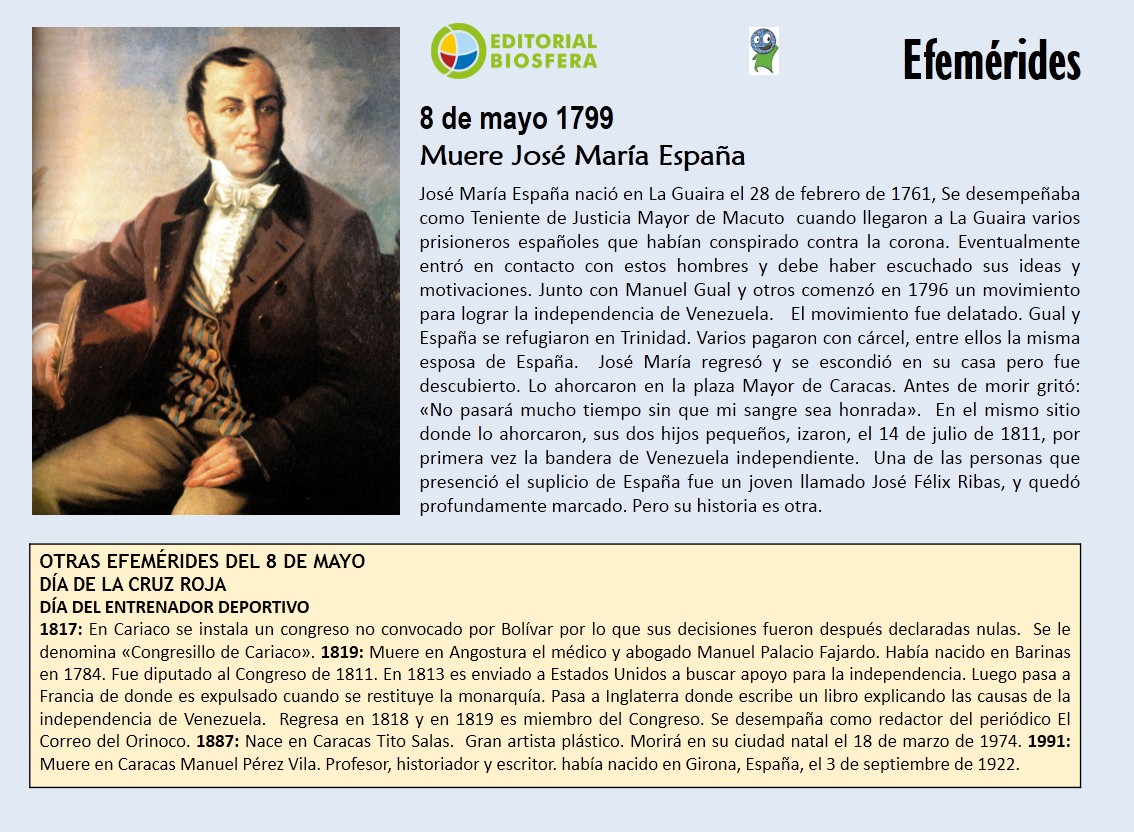 EBiosfera's tweet image. #Efemérides 8 de mayo. #8Mayo. #CruzRoja Día del #entrenadordeportivo #JoseMariaEspaña