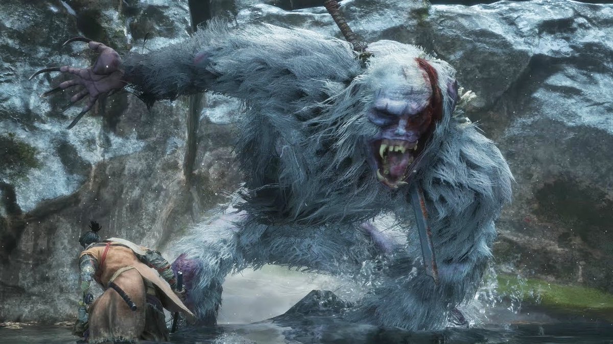 What are some design elements that make a challenging boss in Sekiro? Overall, Sekiro bosses skew hard compared to other action games so each boss needs to provide unique challenges. Let’s look at one of the middle difficulty bosses - the Guardian Ape.  #gamedesign  #combatdesign