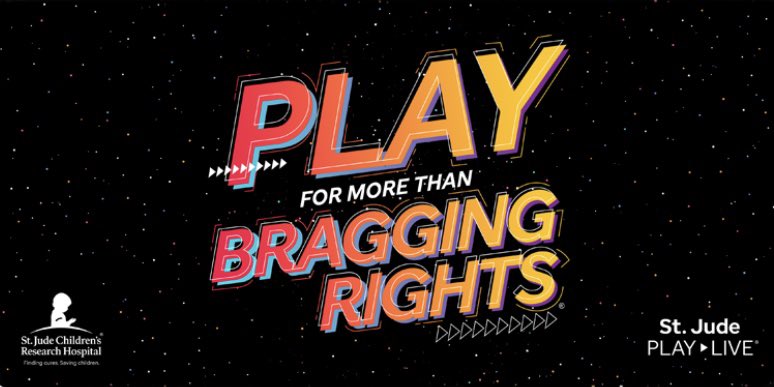 bbrewer888's tweet photo. PLAY FOR MORE THAN BRAGGING RIGHTS!!! Join @StJude and #StJudePLAYLIVE to stream games for your friends and raise money for a great cause! The children at St. Jude need YOU!!! https://t.co/uE56wpKtfO
