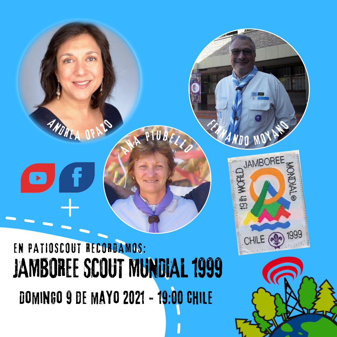 👉 Este domingo en <a href="/patioscout/">Patio Scout⚜️</a> recordaremos el 19° Jamboree Scout Mundial 1999 realizado en Chile, junto a grandes invitados. 🏕️
Transmisión en vivo por #Facebook y #Youtube 🔔
youtube.com/patioscout 
#ViveelMovimiento #ScoutIAR #AGSCH #Scouts
