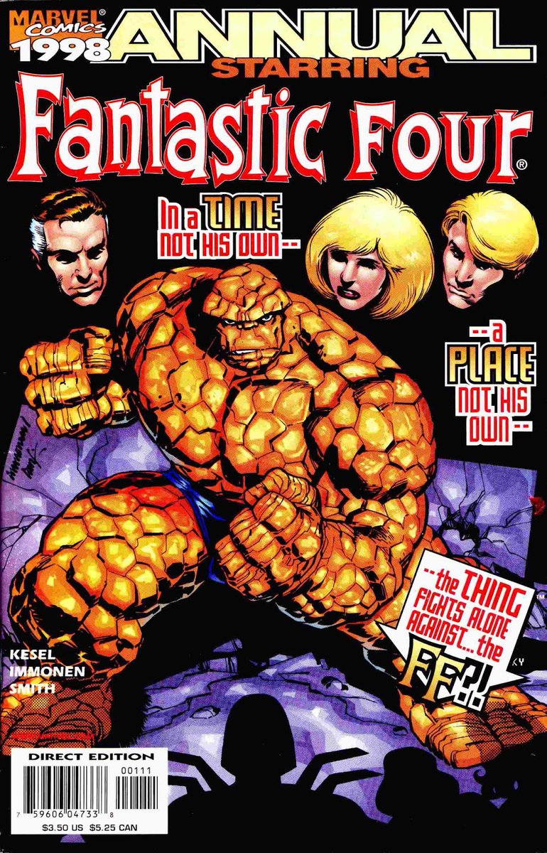 Just one rec tonight. Need to work. And sleep. Maybe not in that order.This is a beautiful FANTASTIC FOUR ANNUAL by Kesel, Immonen & Smith.The Thing's transported to a parallel Marvel Universe where "Marvel Time" doesn't exist & everyone Ben knows has been aging since FF #1...