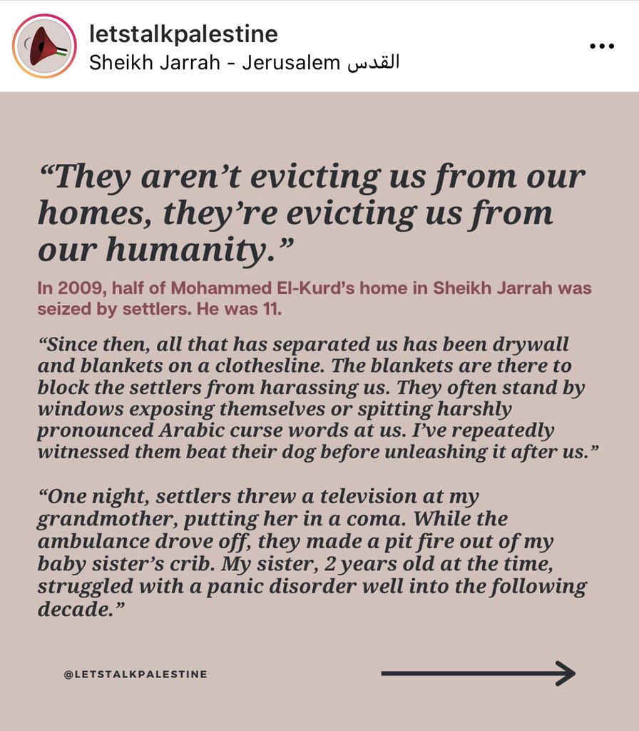 Freedom to Palastine  #SaveSheikhJarrah Important ! Open the thread these pics are from : @/letstalkpalestine on ig . thank you for the excellent resources .