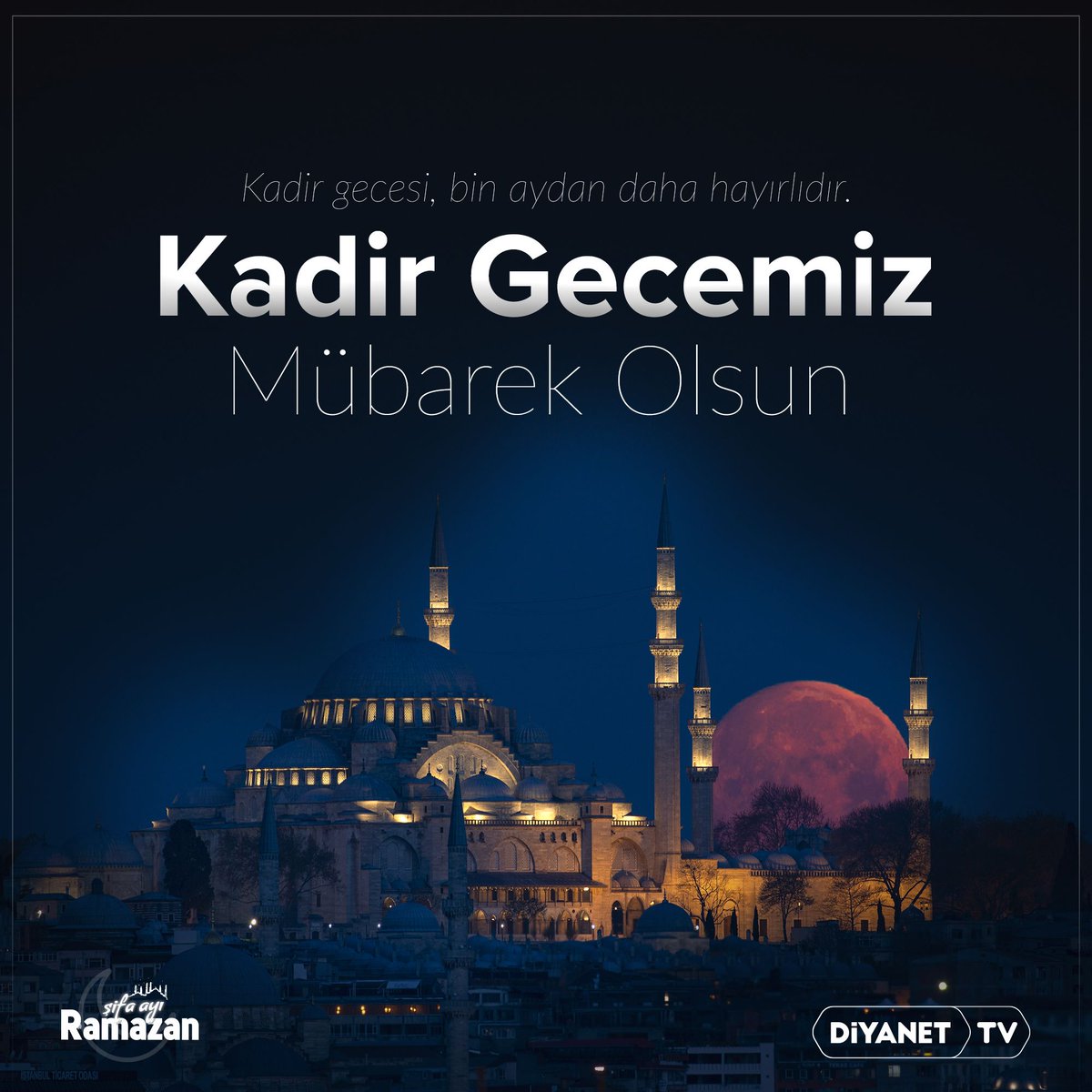 Şüphesiz, Biz onu (Kur’an’ı) Kadir gecesinde indirdik
Kadir gecesinin ne olduğunu sen bilir misin?
#KadirGecesi bin aydan daha hayırlıdır.
Melekler ve Ruh (Cebrail) o gece Rablerinin izniyle her türlü iş için fevc fevc iner
O gece, tan yeri ağarıncaya kadar esenliktir.
