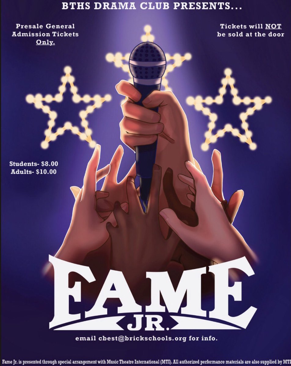 BTHSDramaClub's tweet image. Opening night success! Thanks to the cast and crew  of Fame Jr.! Everyone did an amazing job and we still have two more show to go! Takeovers will be shared tomorrow on the drama club instagram!!✨💃🏻🎤