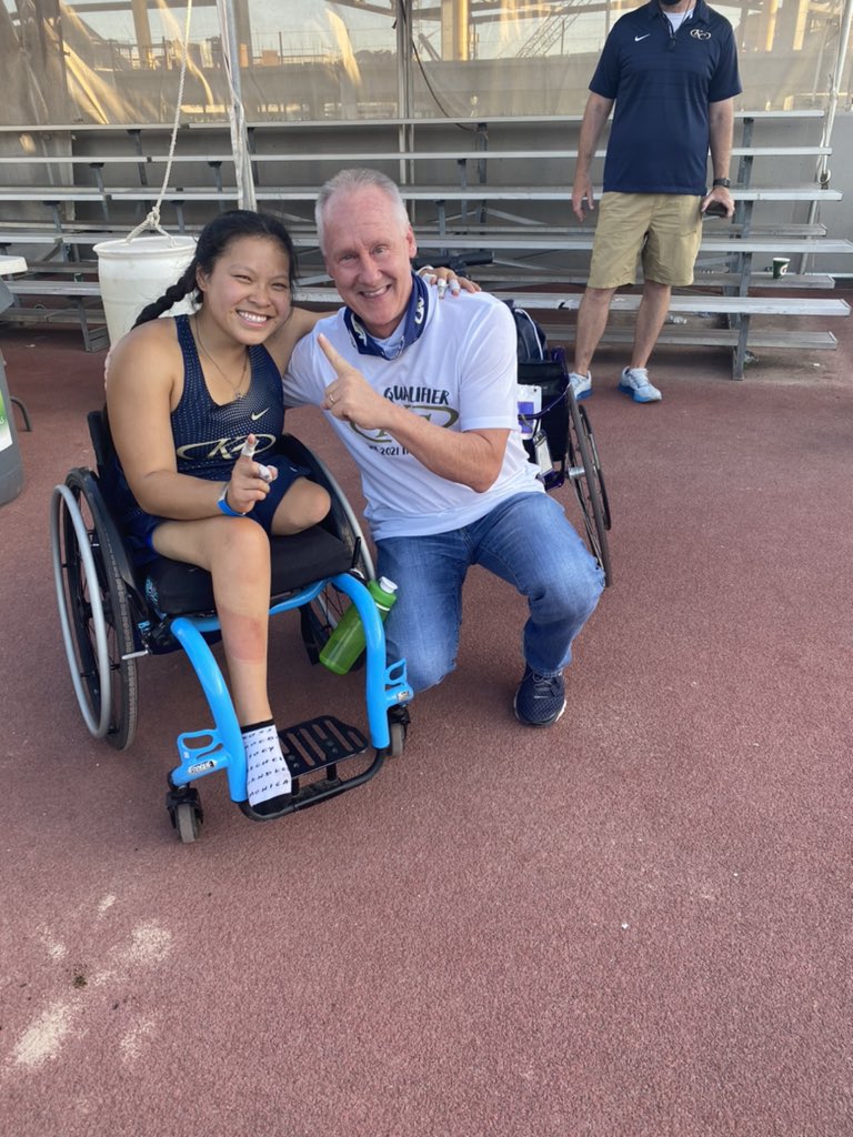 LeaderHarper's tweet photo. What an amazing day at the UIL State Meet for @ChelseaStein19 State Champion in the 100 meter wheelchair and a new state record 18.74!! Chelsea also placed 2nd in the 400 meter wheelchair! We are so proud of you!! @KCGirlsTrack @KCTrackFieldBC @KleinCollins https://t.co/kIuevlBzup