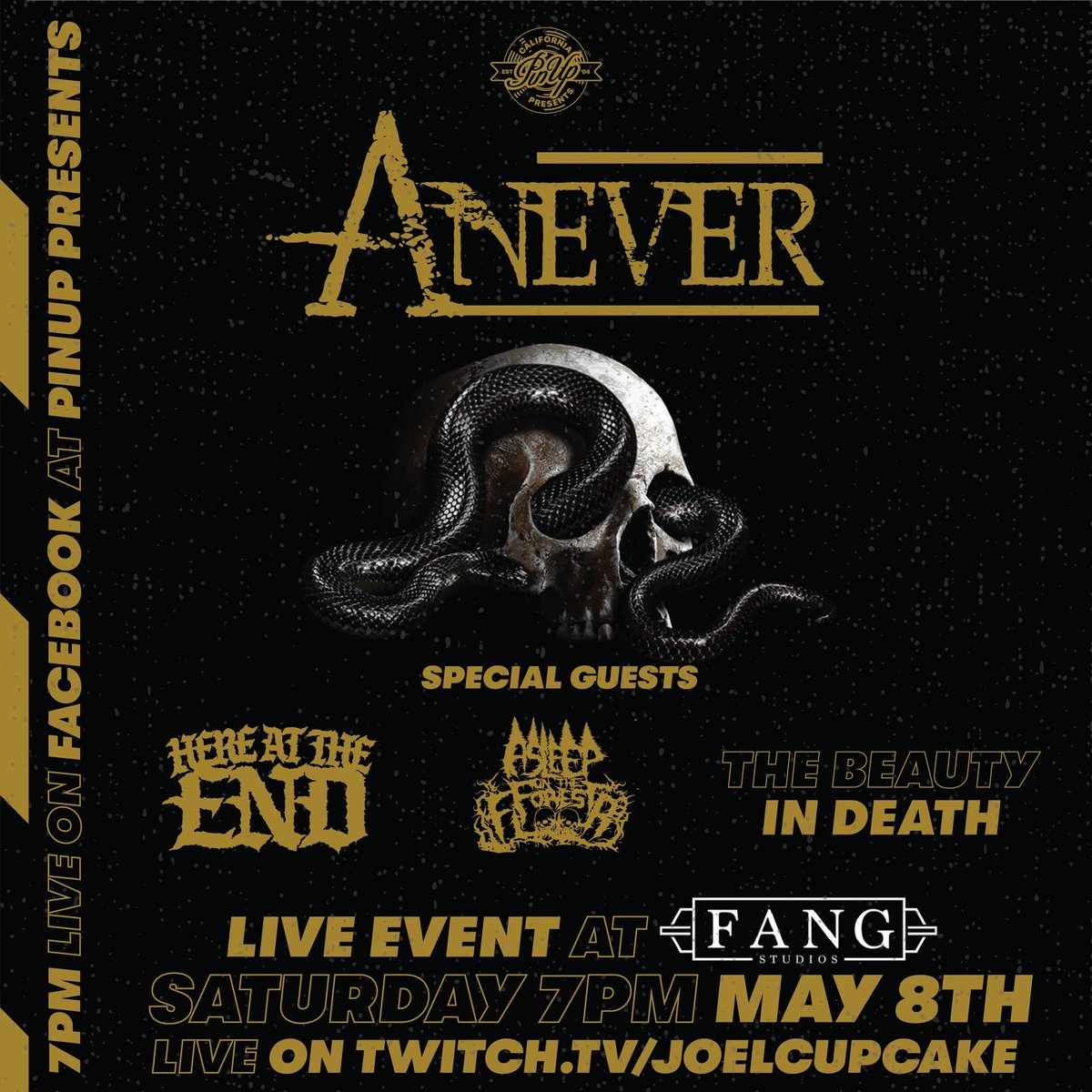PinUpPresents's tweet photo. TOMORROW NIGHT 🚨MAY 8th🚨

Don’t miss @aneverband @408HATE @AotFF_Band &amp; #TheBeautyInDeath LIVE from Fang Studios in San Mateo @ 7pm PST

💻 https://t.co/3Lsjy7kVs9 
https://t.co/uWDoiFng2m… 

#metalcore #deathcore #livemusic #pinupproductions #concerts #streaming #metal https://t.co/gI9UjJCw8k