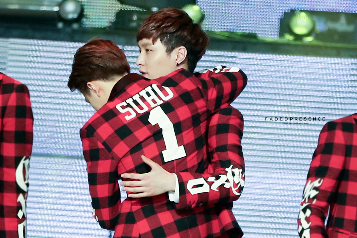  since their rookie days, yixing would be on junmyeon's side to comfort him whenever jm is getting emotional on stage, he would stand on his side and sometimes try to reach out to him even though he's standing quite far away.