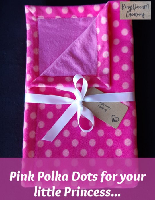 🥰Adorable pink polka dot baby blanket! This baby blanket measures 30' x 34' and is the perfect size for the stroller and car seat!💜pin.it/2rrBcVb #baby 
#babyblanket #babygirl #babygift #babyshower #polkadots #strollerblanket #SupportSmallBusinesses #chillwackbusiness