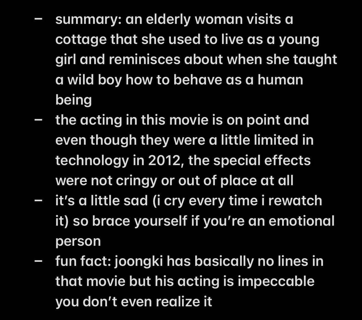 a werewolf boy (2012)- genre: romance, fantasy movie - cast: park boyoung, song joongki - my rating: 9/10