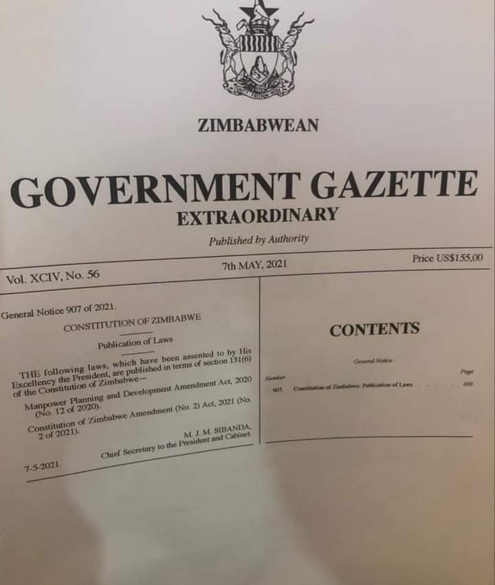 1/7 Its totally unfortunate that most of my fellow pastors are not even aware of the Zimbabwe Constitutional Amendment Bill (Number 2):  that was passed into law about 2 days ago.