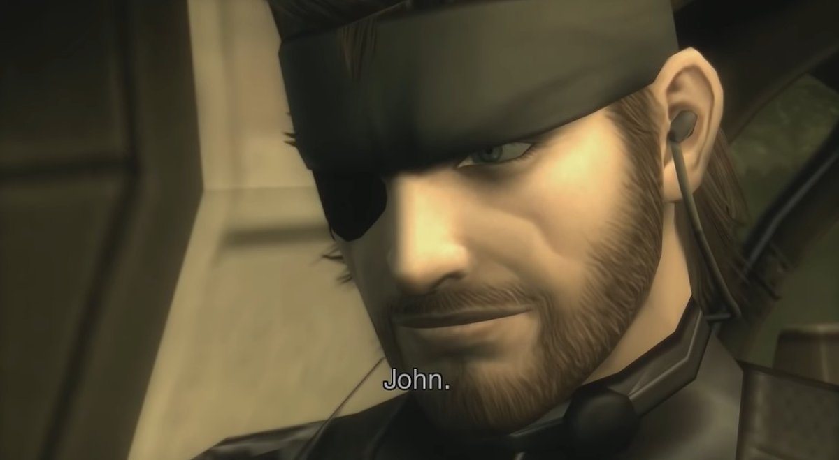 In MGS3, Naked Snake tells Ocelot his name is John. A few seconds after that, you're in control of him again. (cont.)