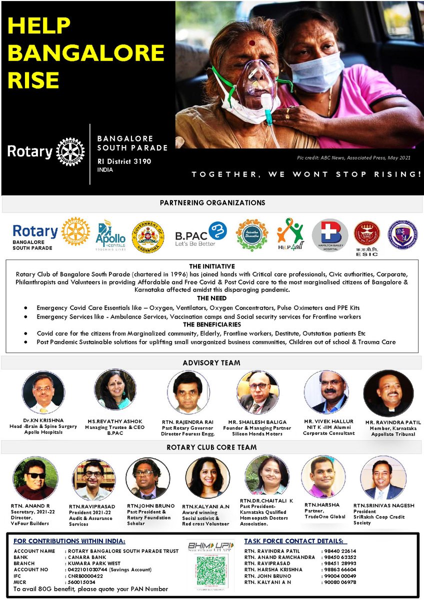 ParadeRotary's tweet image. #HELPBangaloreRise

Bangalore Rotary South Parade.. Our first Oxygenated Covid Care Center is Operational Soon. Our First Oxygen Concentrators are ready for use at Govt Unani Medical College. Basaveshwar Nagar 8May2021. 

Follow us and Support and share the Information

#Rotary