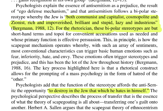 Here is an excerpt from a recent book "The Origins of Anti Semitic Rhetoric" by Amos Kiewe(*** Discl: havent read the book yet just the excerpts from Google Books, waiting ***)