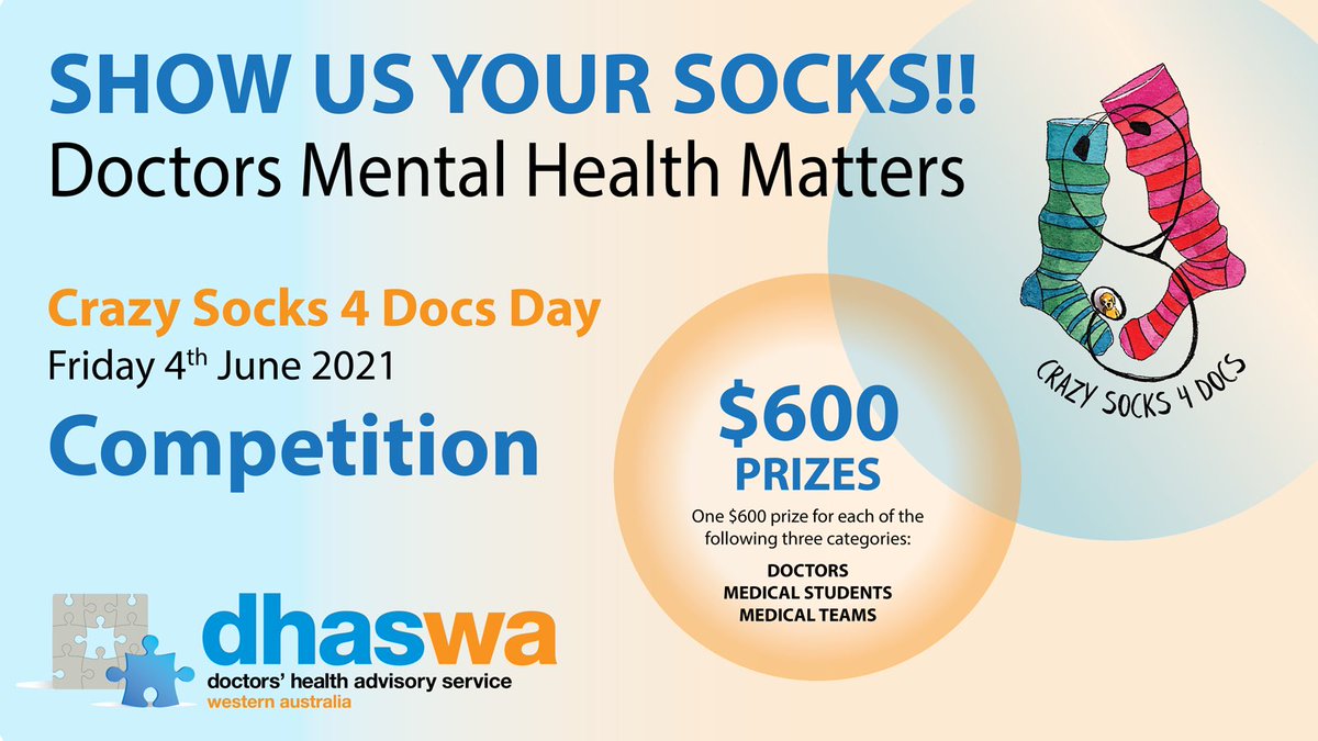 1. Take a photo with your 'crazy', - BE CREATIVE!
2. Tag #crazysocks4docs 🧦
3. #doctorsmentalhealthmatters 
4. Tag category : doctors: #doctors 🧑‍⚕️ med students: #medicalstudents👨‍💻medical teams: #teameffort 
5. Tag us! <a href="/DHAS_WA/">DHAS (WA)</a>   

<a href="/crazysocks4Docs/">crazysocks4docs</a> <a href="/gdtoogood/">Geoff Toogood</a> <a href="/RuralHealthWes1/">Rural Health West</a>