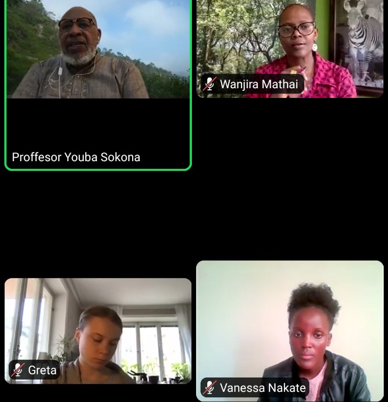 francescadeg's tweet photo. Listening to excellent "Same storm, different boats" webinar, @MathaiWanjira moderating a discussion with @GretaThunberg @vanessa_vash @lizwathuti @OlumideIDOWU & Prof Sokona from IPCC #climatechange @WangariMaathai #AfricanClimateActivists @SAFCEI https://t.co/SiJ5jUu2D3