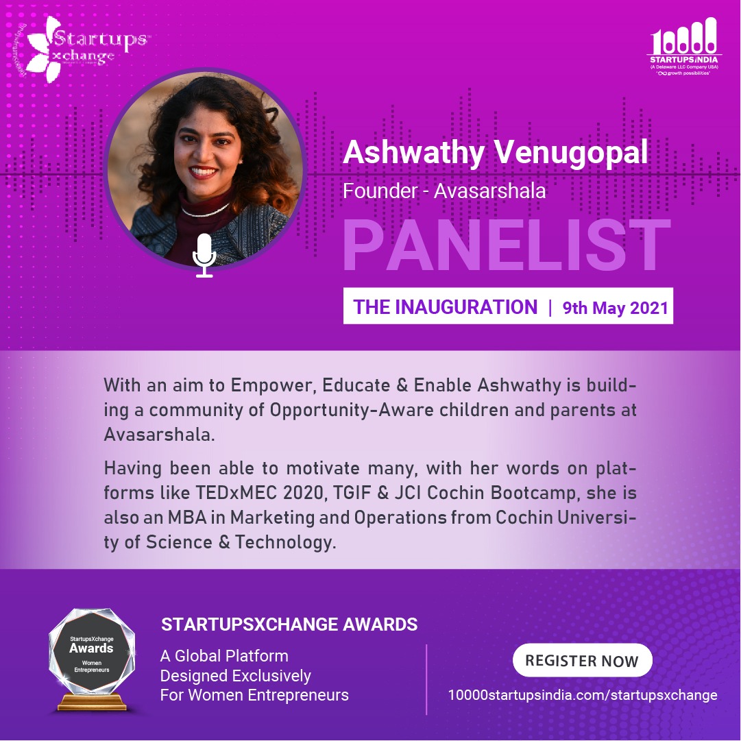 AshVenu7's tweet photo. I’m speaking at Inauguration of #StartupsXchange Global Awards exclusively for Women Entrepreneur organized by #10000StartupsIndia,  Sunday 9th May.

StartupsXchange Global Awards Inauguration - on May 9 2021, starts 16.00 pm IST: https://t.co/dqhMa7lXaM https://t.co/SIuqSizmuW