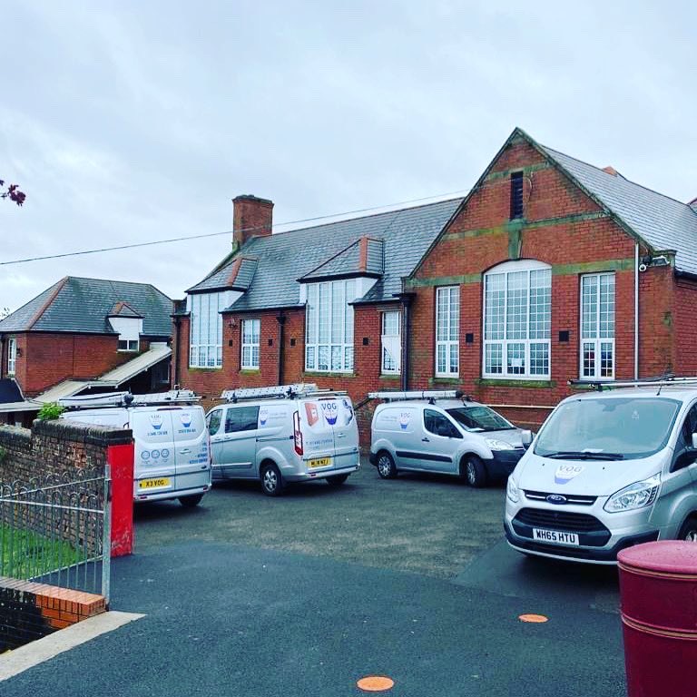 The VOG team battling the weather installing new CCTV at Romilly Primary School 🌧🌧🌧
