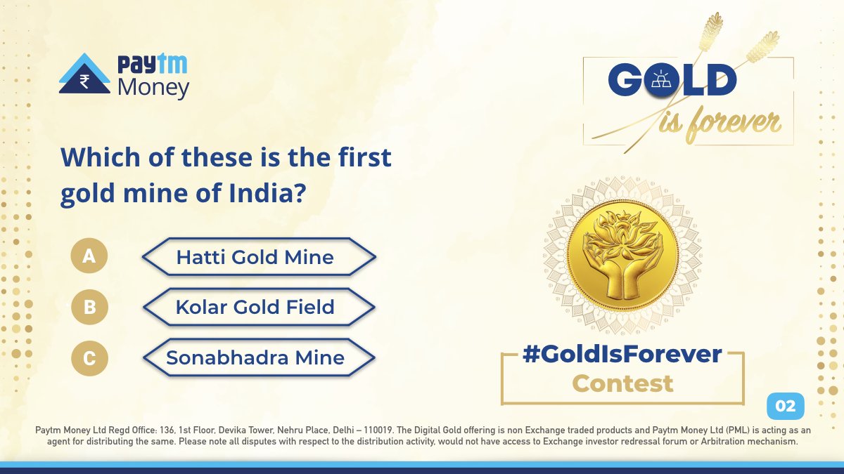 PaytmMoney's tweet image. Q2: Which one of these is the first gold mine of India? RT with the correct answer and the hashtag #GoldIsForever!