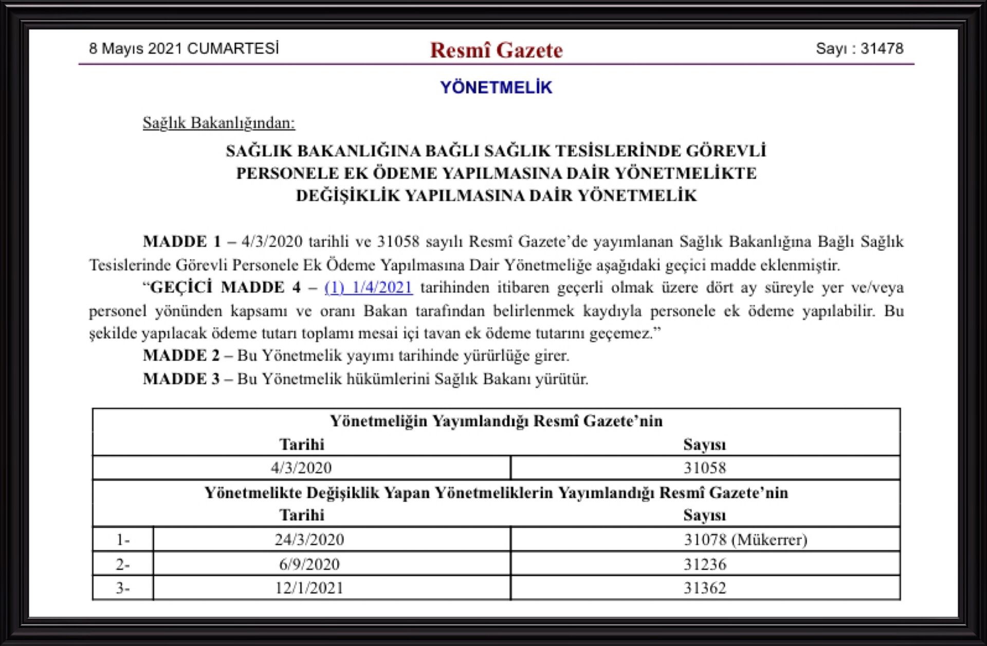 Semih Durmus On Twitter 1 Saglik Calisanlarina 1 Nisan 2021 Den Gecerli 4 Aylik Ek Odeme Yapilacagi Resmi Gazete De Yayinlandi Kapsam Ve Oraninin Bakanlik Tarafindan Belirlenecegi Belirtilen Ek Odemeden Beklentimiz Bundan Onceki Uygulamalarda
