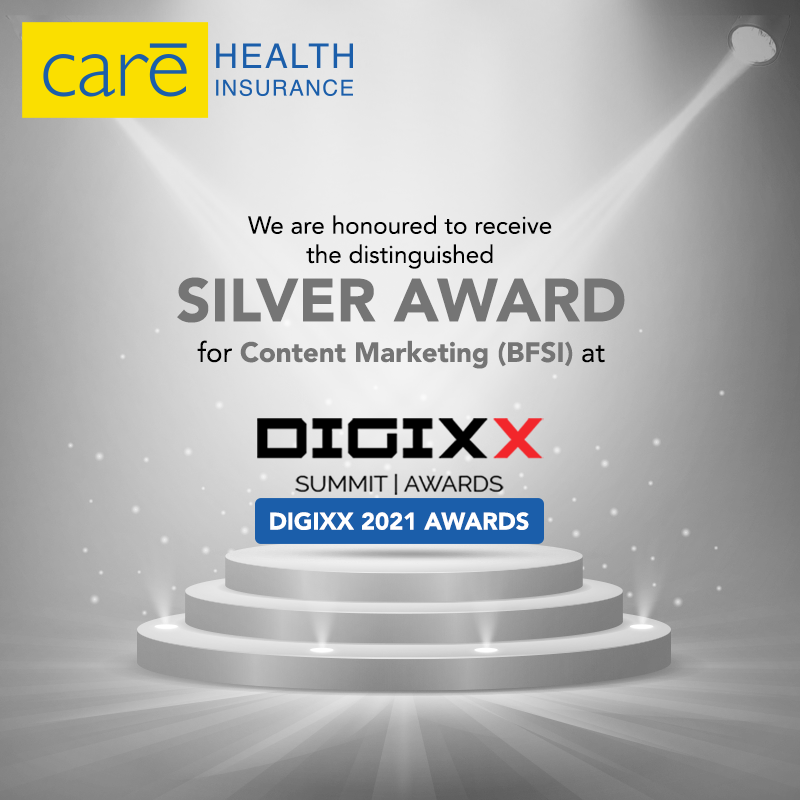 careinsuranceIN's tweet photo. Bringing laurels home. Honoured to be recognised by DIGIXX Summit Awards 2021. 

#ExcellentWin #DigixxAwards #SearchDisplayMarketing #ContentMarketing #CareHealthInsurance #QuickClaimSettlement https://t.co/gITbfFabp3