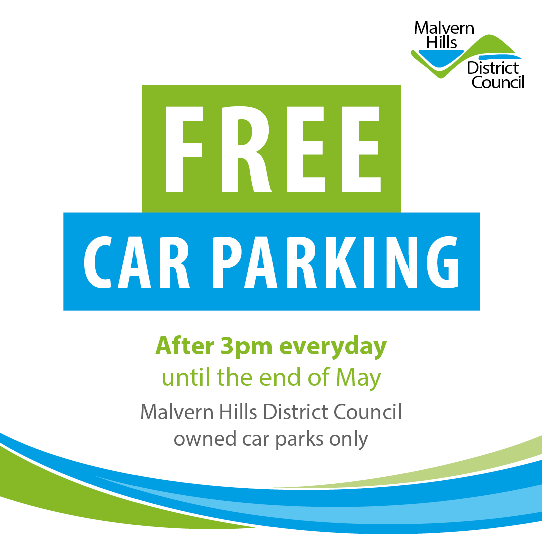 MalvernHills_DC's tweet photo. Free parking is available after 3pm until the end of May. The offer is for all Malvern Hills District Council's pay and display car parks to support the reopening of retail and evening hospitality #ShopLocal #ReassuringlyLocal https://t.co/apwo9Ak3Pc