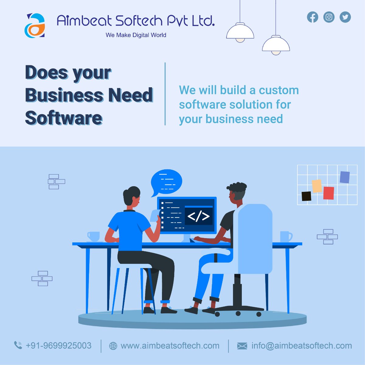 AimbeatSoftech's tweet photo. We build custom software to suit your unique needs and improve your business processes.

🌐: https://t.co/YZY5QqvXll
#ITsolutions #ITsolutionservices #Software #SoftwareCompanies #FutureTrends #MobileAppsDevelopment #SoftwareDevelopment #Softwareengineer #SoftwareCompany #Mumbai https://t.co/QwaSWeS7sO
