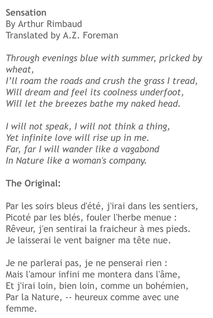 Rui 心 The First Two Lines Would Be Smth Like Through The Blue Evenings Of Summer I Ll Roam The Roads Pricked By Wheat Treading The Small Grass T Co Blun7hpbbe