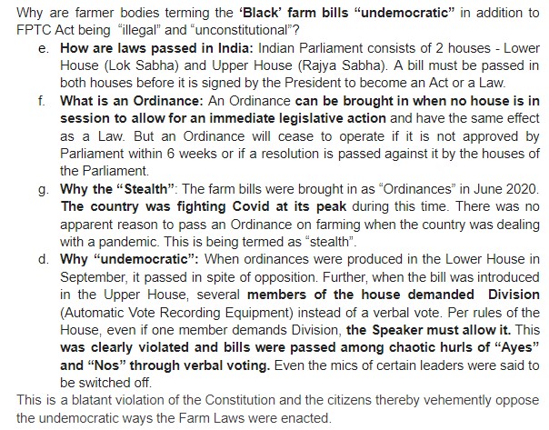 Why are Farm Laws 2020 termed "Undemocratic"?Read attached. #FarmLawsAreNotReforms  #Tractor2Twitter (3/5)