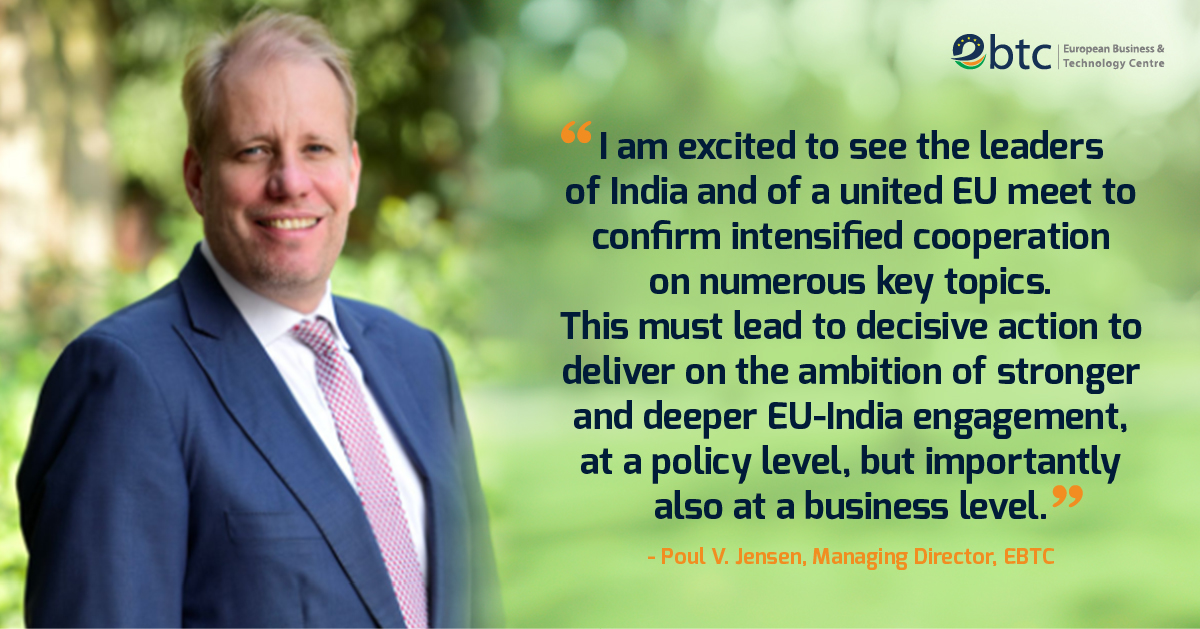 #7 @pvjensen's (Managing Director, @EBTC_EU) outlook on the upcoming #EUIndiaSummit 2021.

#TeamEurope4India #StrongerTogether #EUIndiaEkSaath #EUIndia 
 
#eugreendeal #euinmyregion #eucommission #euclimatelaw #sustainability #leadthegreenchange #eugreendeal #circulareconomy