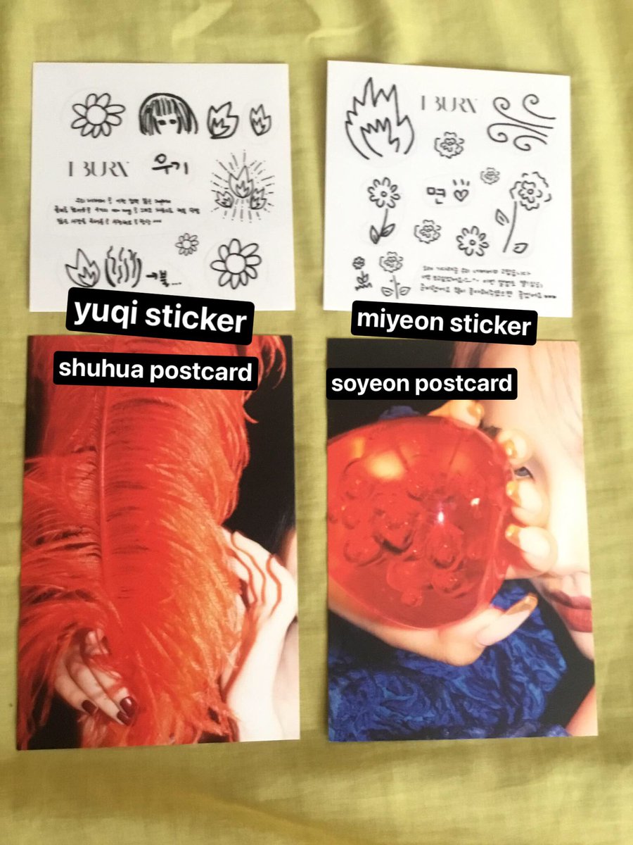 YEHSEEUN's tweet photo. wts / lfb ph only

— unsealed i burn fire version
— can choose inclus (complete except pcs and pob)
— ob + pb + cd + postcard + lucky pc (lion) + sticker + lyric book + poster 
— ₱350, 320 if PAYO

✉️: https://t.co/gO1uHci0i9
rfs: extra, need funds

🖇 gidle g idle ver album https://t.co/o3jrqDpKrc