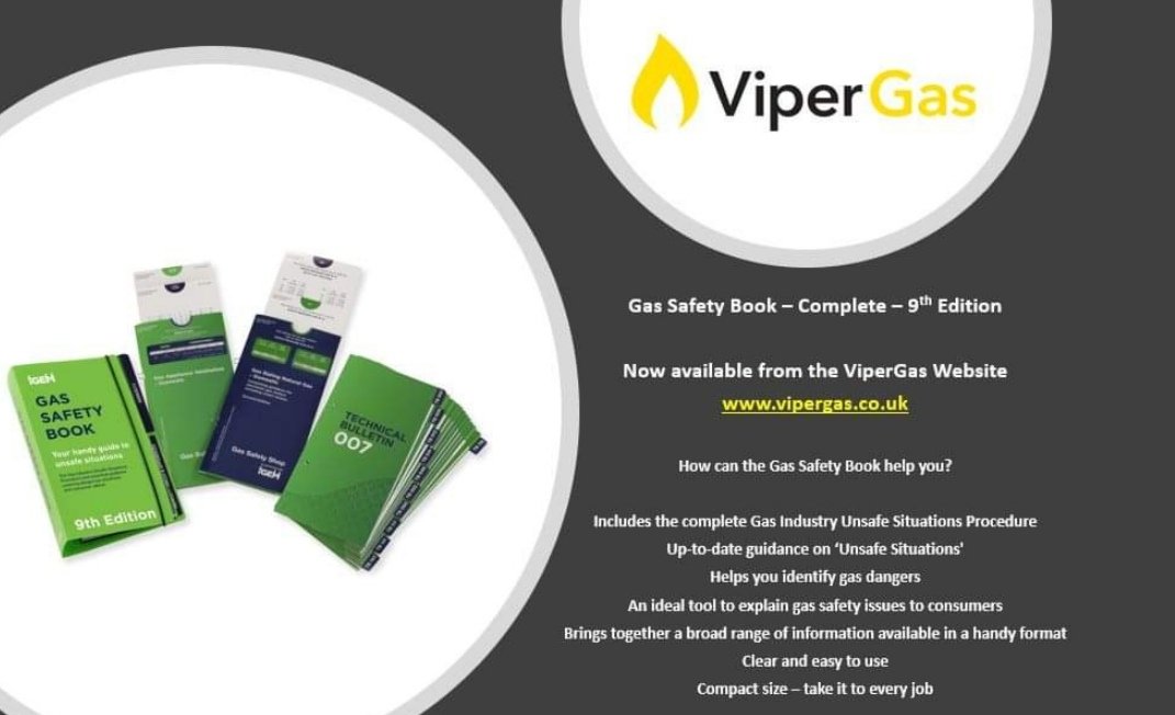 📗Gas Safety Book - 9th Edition📗

is available from vipergas.co.uk 

In either the essential or complete 
 #gasindustryunsafesituationsprocedure #IGEM #gasengineer #vipergas #website