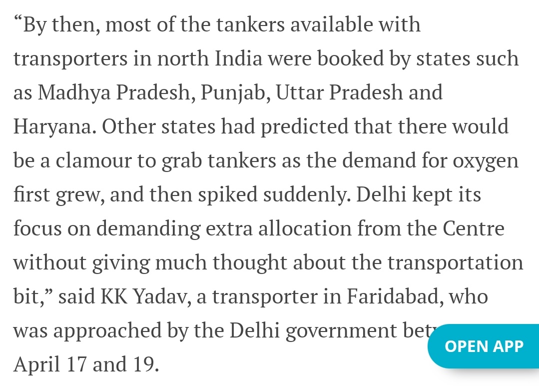 The report used Tushar Mehta's talking point: Delhi should've purchased O2 tankers in advance but instead wasted crucial time in court when it should've been procuring tankersPretty strong expert public health/legal opinion right? Wrong. It's a quote by a Faridabad transporter