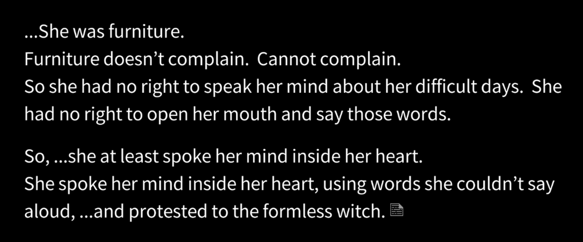 yasu: "I can't complain about the status quo I'm actively keeping going bc I can't make any decision in my life ever"also yasu: *vents to her witchsona about her problems to cope with her shit life*author yasu: look? look? shannon gave beato her heart, see? see? connection?