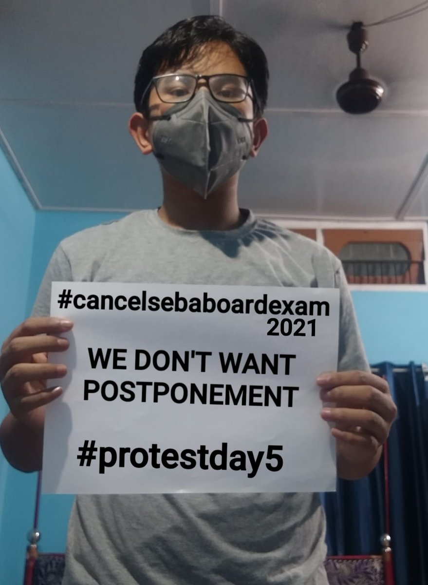 Student23817994's tweet photo. There will be millions of students who will be passed while sitting safely in their homes, but why the other millions have to risk their lives to give exams and pass?

#andhbhakt 
#cancelassamboardexams
#ProtestDay5 https://t.co/sQ5lisMVX6
