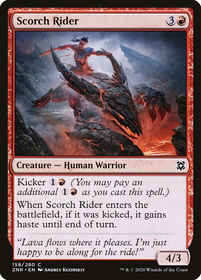 Now say you cast this plus a Summoning. Most commonly (in Lorehold), this will mean either:- 5 mana 4/3 haste (Scorch Rider?)- 5 mana 3/2 flying haste (Snare Thopter + 1 mana)- 7 mana 5/5 hasteAgain, these are a bit below rate, but the first two especially aren't by much. 6/x