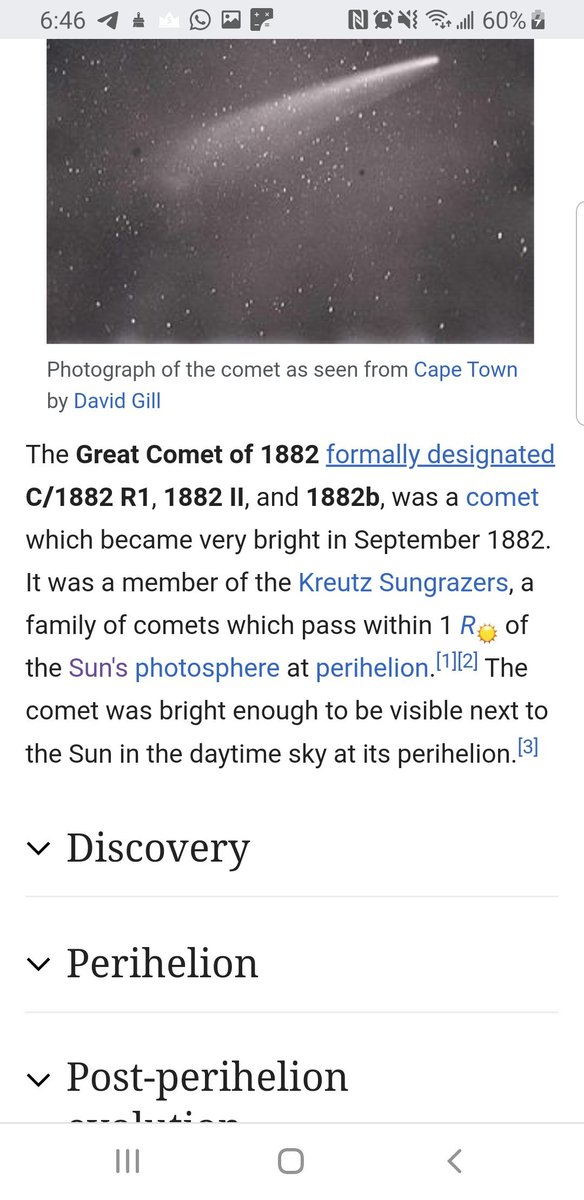 In his third sign, he mentioned the Great Comet of 1882 as a testimony to his truthfulness as that was the same year, he declared himself the Mujaddid of the 14th century. 