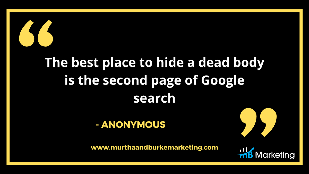 murthaburke's tweet photo. Admit it,you “LOL’d” when you first read this quote. The sad truth with SEO is that most people will not find your website unless you’re on the first search results page. Invest in SEO !

#MBmarketing #MurthaBurke  #Crypto #DigitalMarketing #Socialmedia #Mediamarketing https://t.co/gz1Ucj8ypc