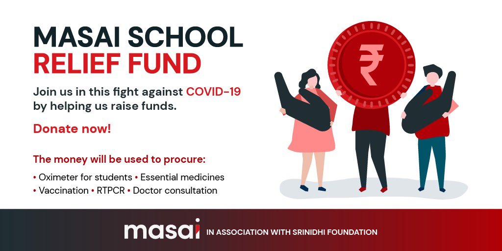 (1/2) In these unprecedented times, we at Masai School are furthering our commitment to help our students & alumni. With this aim, we have set up a Covid Relief Fund to raise funds. #lockdown2021 #covid #corona #donation #covidfund #covidfundraising #donate #COVIDSecondWave
