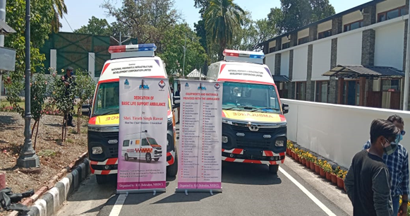 RNhidcl's tweet photo. Amongst the  trying times of the Second wave of Covid National Highways and Infrastructure Development Corporation ltd (NHIDCL), RO-Dehradun dedicated two Basic Critical Life Support  Ambulance to Hon’ble Chief Minister of Uttarakhand on date – 28 April 2021. https://t.co/w4UteOJFge