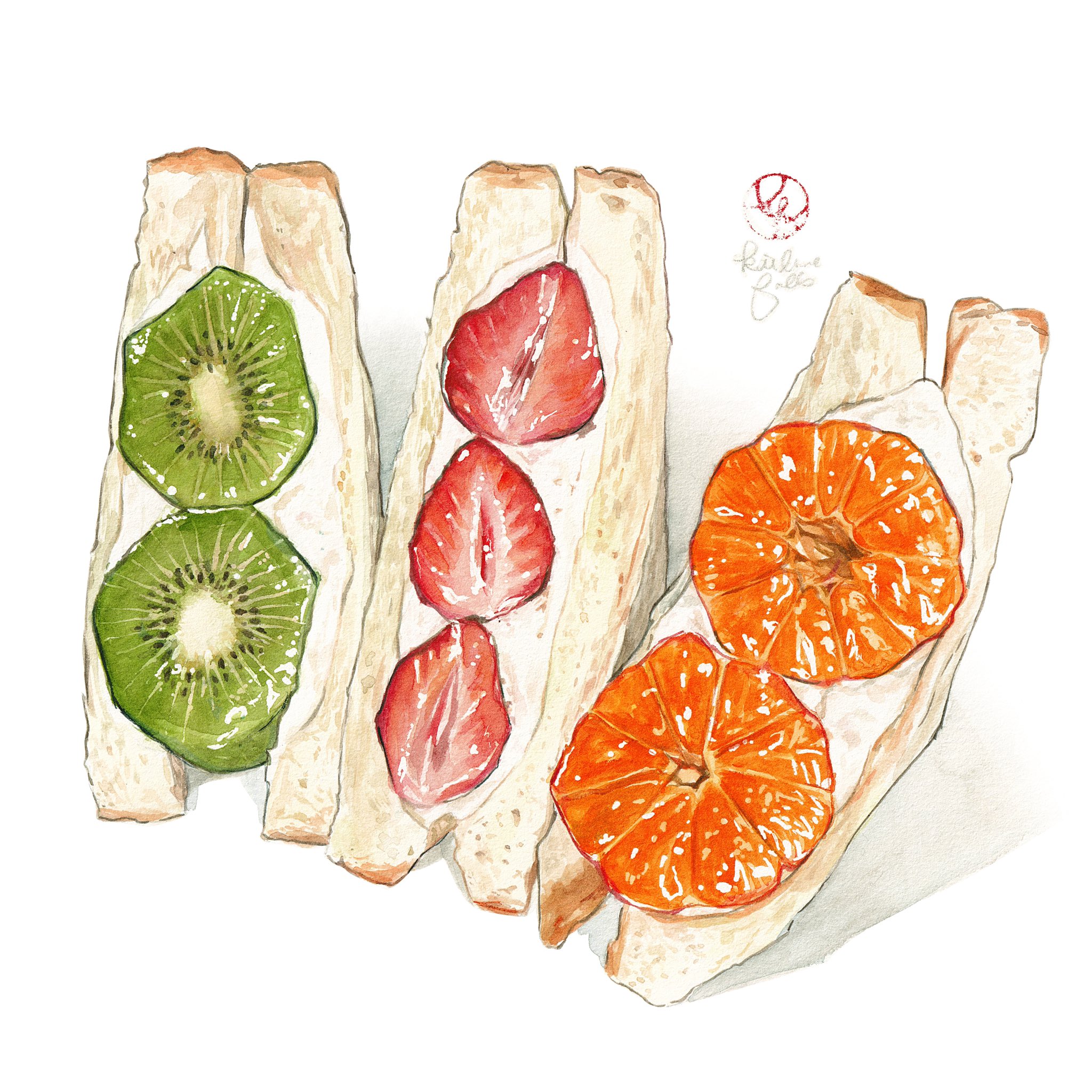 ケイリーン 瑞々しいフルーツサンドです Foodillustration フードイラスト 食べ物イラスト T Co Cumyi8zobe Twitter