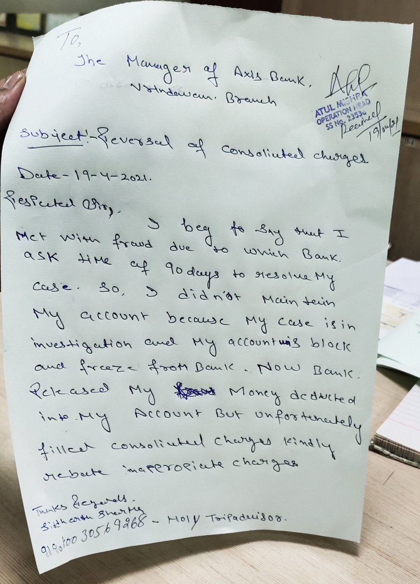 siddi302's tweet photo. #Axisbanksupport@AxisBank my service request is 67181726 I met with fraud from bank side after 90 days of investigation bank refund my Amount but unfortunately deducted more than 7000rs in name of charges from my account All activities was blocked by bank.
Is it Ethical ?
#RBI https://t.co/PzKtVjtJWl