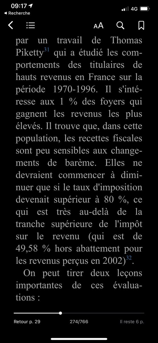 Voici par exemple Cahuc et Zylderberg qui reconnaissent qu’on peut monter les taxes sur les riches jusqu’à très haut avant de voir des effets contre-productifs...