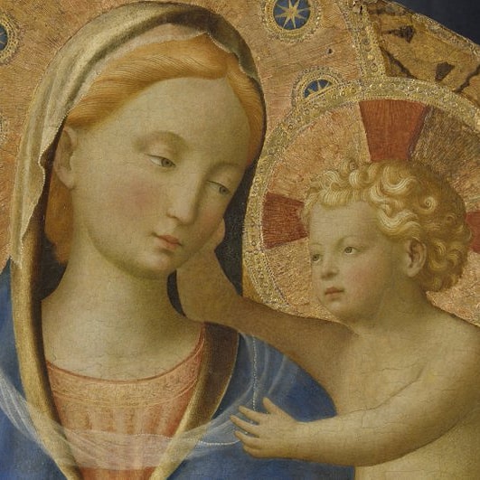 A un certo punto si accorge che la sua mamma è proprio bella e le fa una carezza. Lei, presa di sorpresa, arrossisce
#festadellamamma 
#beatoangelico
#pensieridimaggio