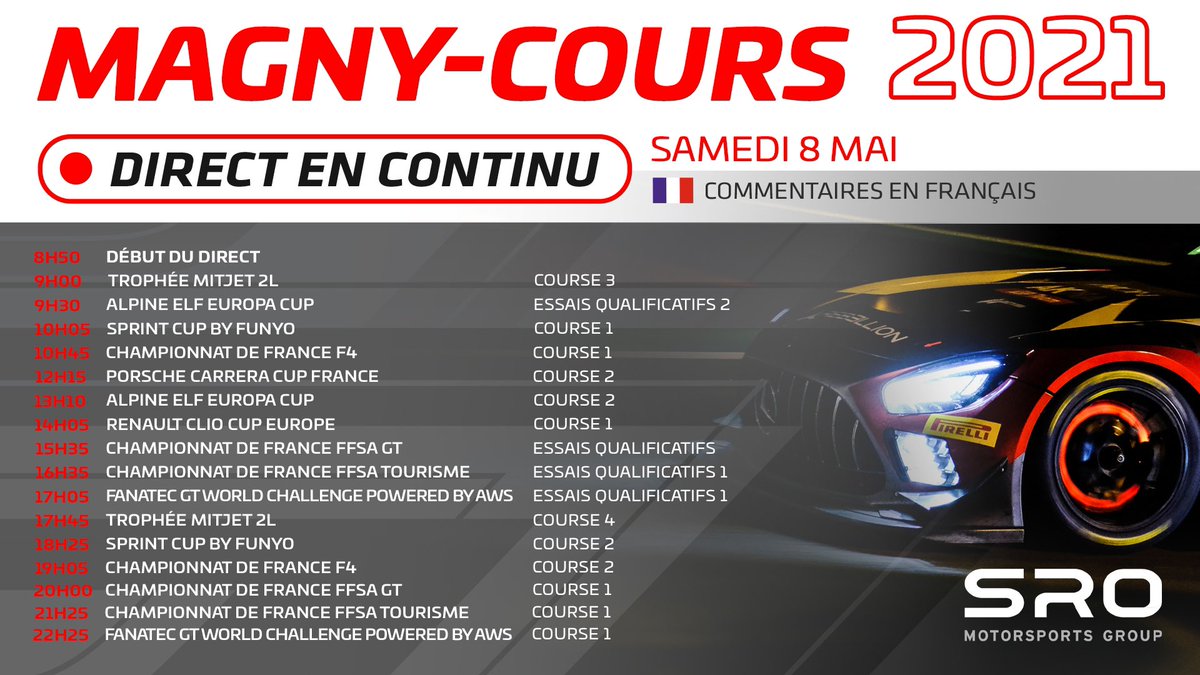 ffsa_gt's tweet photo. 🏁🔴 EN DIRECT CONTINU 🔴🏁
Comme promis , Nous sommes en direct continu tout le weekend sur notre nouvelle chaine Youtube GTWorld Français ! 👀🤩
🔵 Samedi ➡️ https://t.co/ncH8NCOcFG
🔴 Dimanche ➡️ https://t.co/FaKztfgAZf
#FFSAGT #FFSACircuits https://t.co/nfffjVL4nn