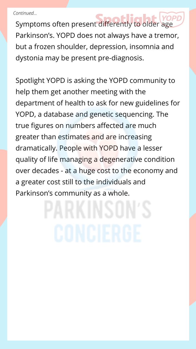 Spotlight YOPD Our Chosen Charity for May Spotlight YOPD is promoted on our website Home Page
Click on the Logo and donate as much as you can to hello the lives of People being diagnosed with Young Onset Parkinson’s Disease.
parkinsonsconcierge.com
Read more about Spotlight YOPD!