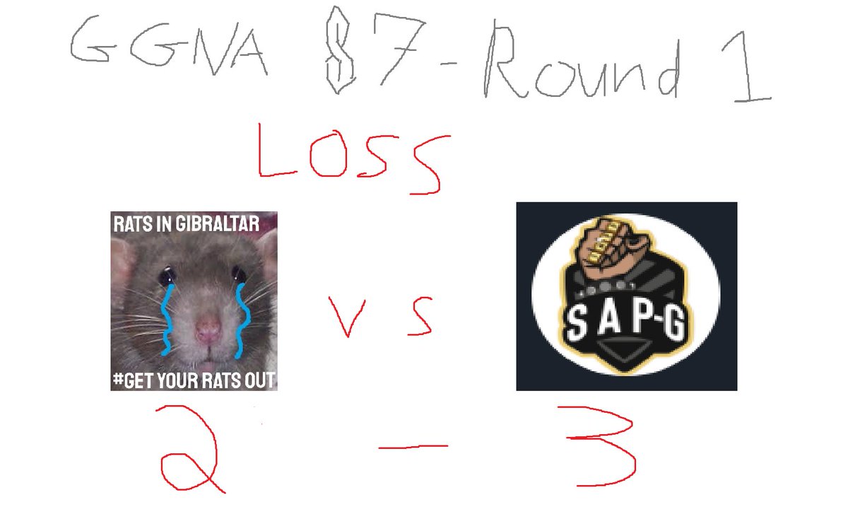 It's a loss for the Rats in round 1 of GGNA. Close game (apparently, idk wasn't there lol)