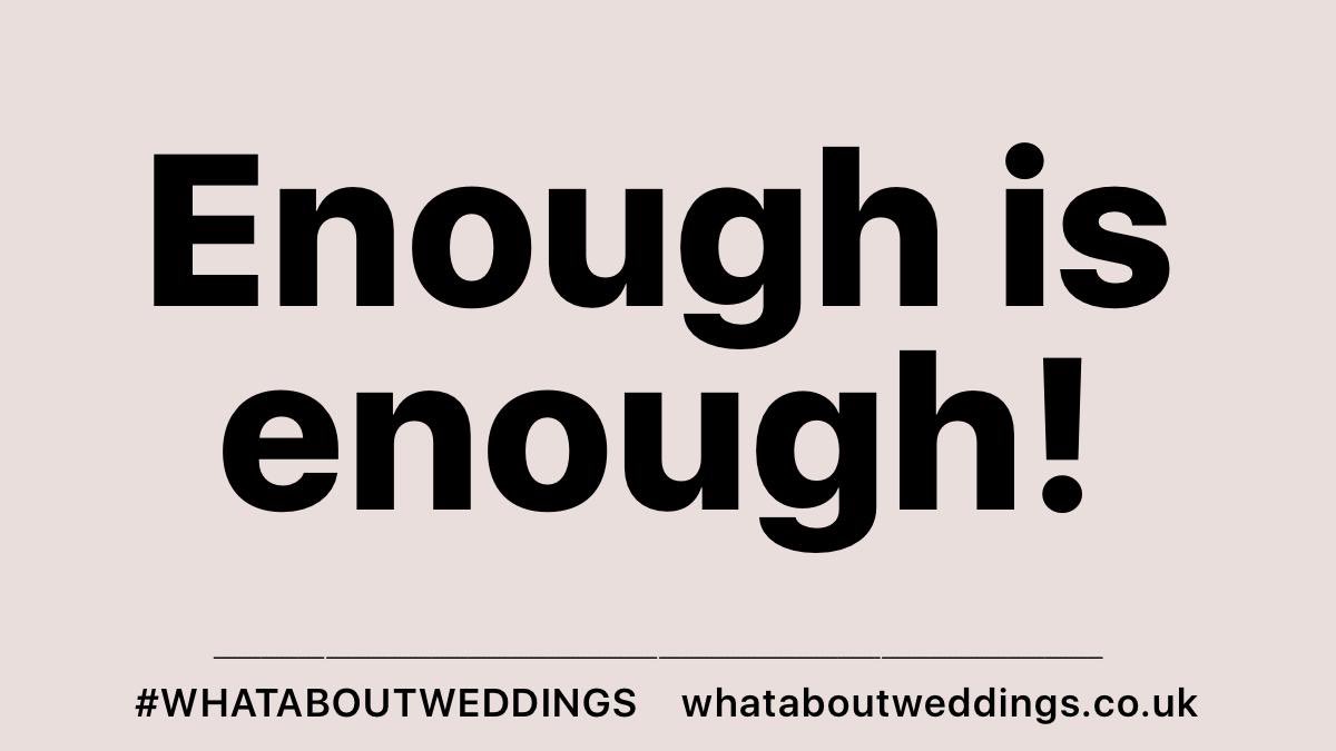 WAWofficialUK's tweet photo. We are now just days away from the next easing of restrictions and yet we still have NO updated guidance for weddings. 

Let’s be clear - those in charge are failing couples, families and a £14.7bn industry through their inaction. 

#whataboutweddings https://t.co/JwDQekF797