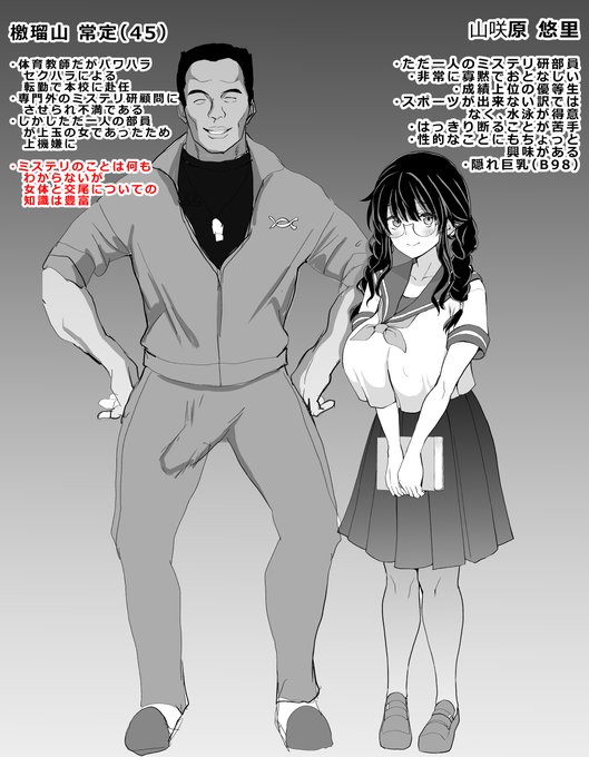 大人しくて押しに弱いけど隠れ巨乳な部員一人のミステリ研顧問にゴリゴリのセクハラ体育教師が赴任するお話 